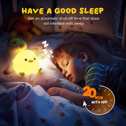 UNEEDE LED Cute Bean Duck Night Light, Dodo Duck Silicone Nursery Night Light Rechargeable Table Lamp Bedside Lamp with Touch Sensor for Bedrooms, Living Room
