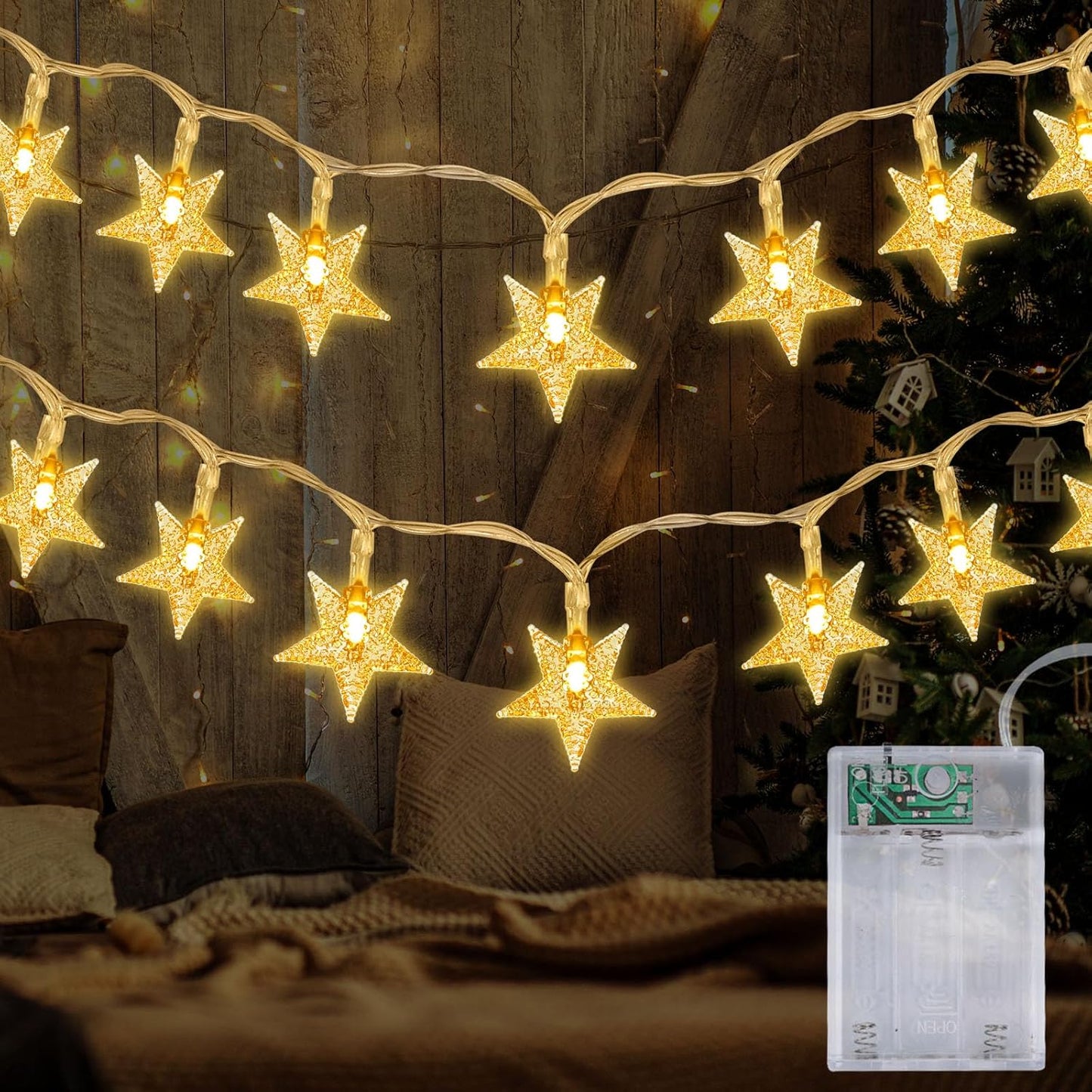 Domestar Photo Clip String Light, 16.4Ft 50LED Fairy Lights with 50 Clear Clips, Photo Light for Hanging Pictures Bedroom Wall Decor Christmas Wedding Décor
