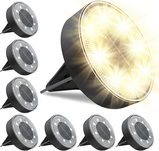 Solar In-Ground Lights 2024, 8 LED Bright Outdoor IP68 Waterproof Garden Upgrade Outdoor Light LED Landscape Lighting for Patio Pathway Yard, Paths, Decks, Solar Outdoor Lights -8 Packs (Warm Light)