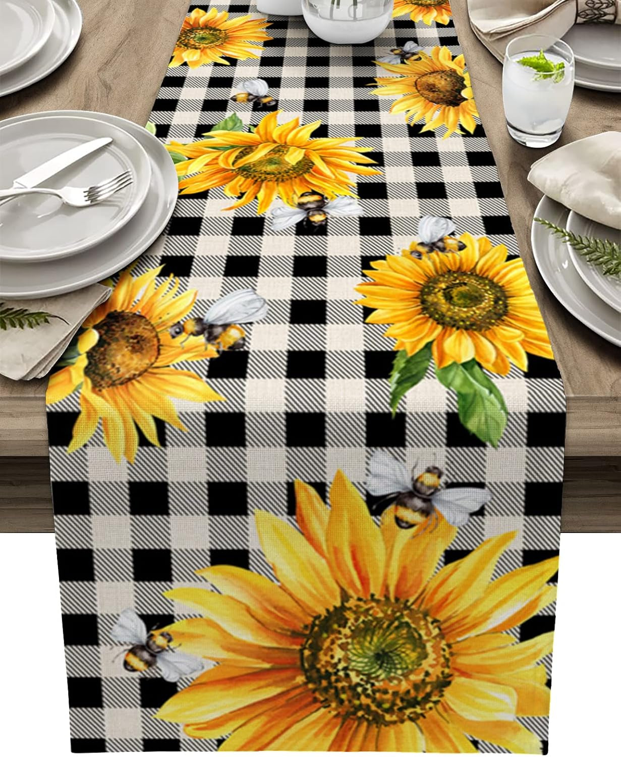 Sunflower Placemats, Red Truck Placemats for Dining Table, Farmhouse Decor Floral Placemats Set of 6, Heat-Resistant Washable Place Mats, Kitchen Table Mats for Party Sunflower Kitchen Decor Placemats