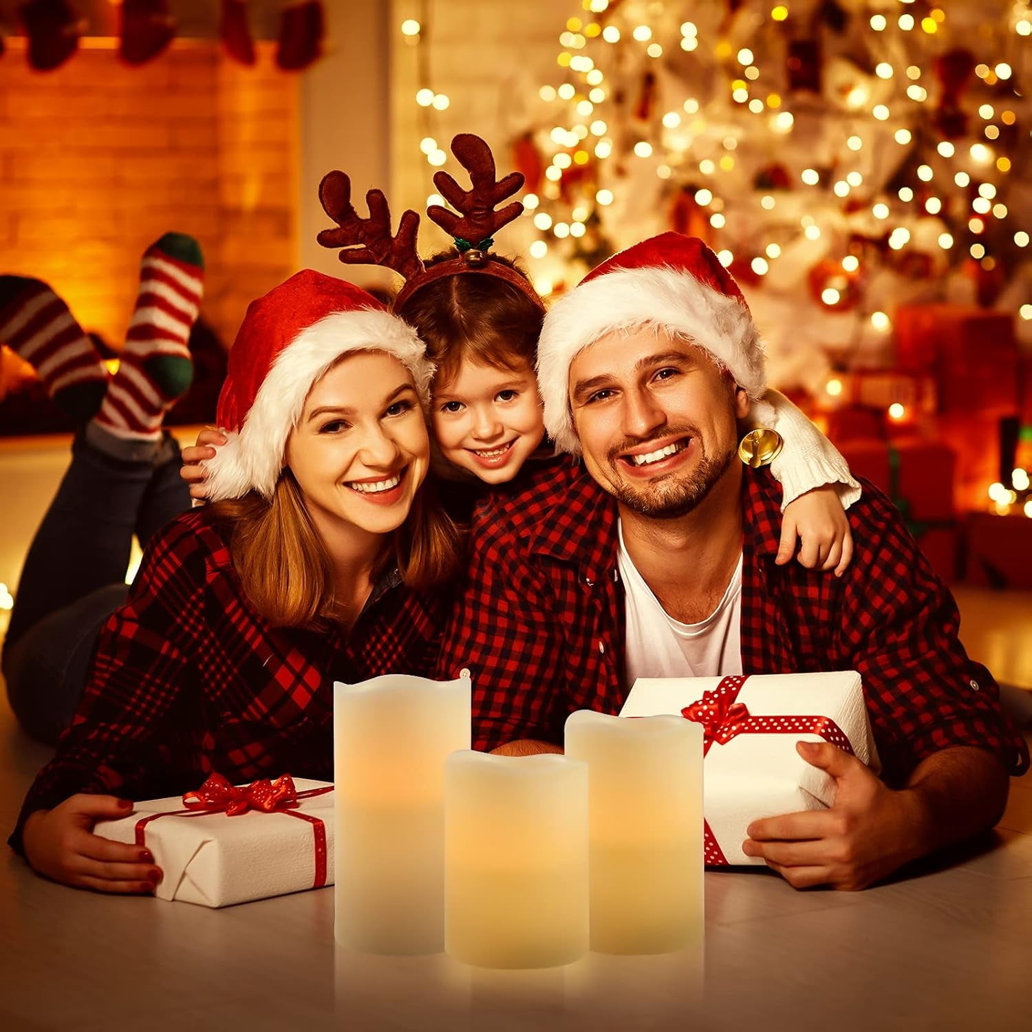 Battery Operated Flameless Candles: Remote Control LED Electric Set of 3 H4”5”6”D2.2” Ivory Real Wax Pillar Flickering Candle with Timer Home Halloween Christmas Gift Deco Ivory Classic Style