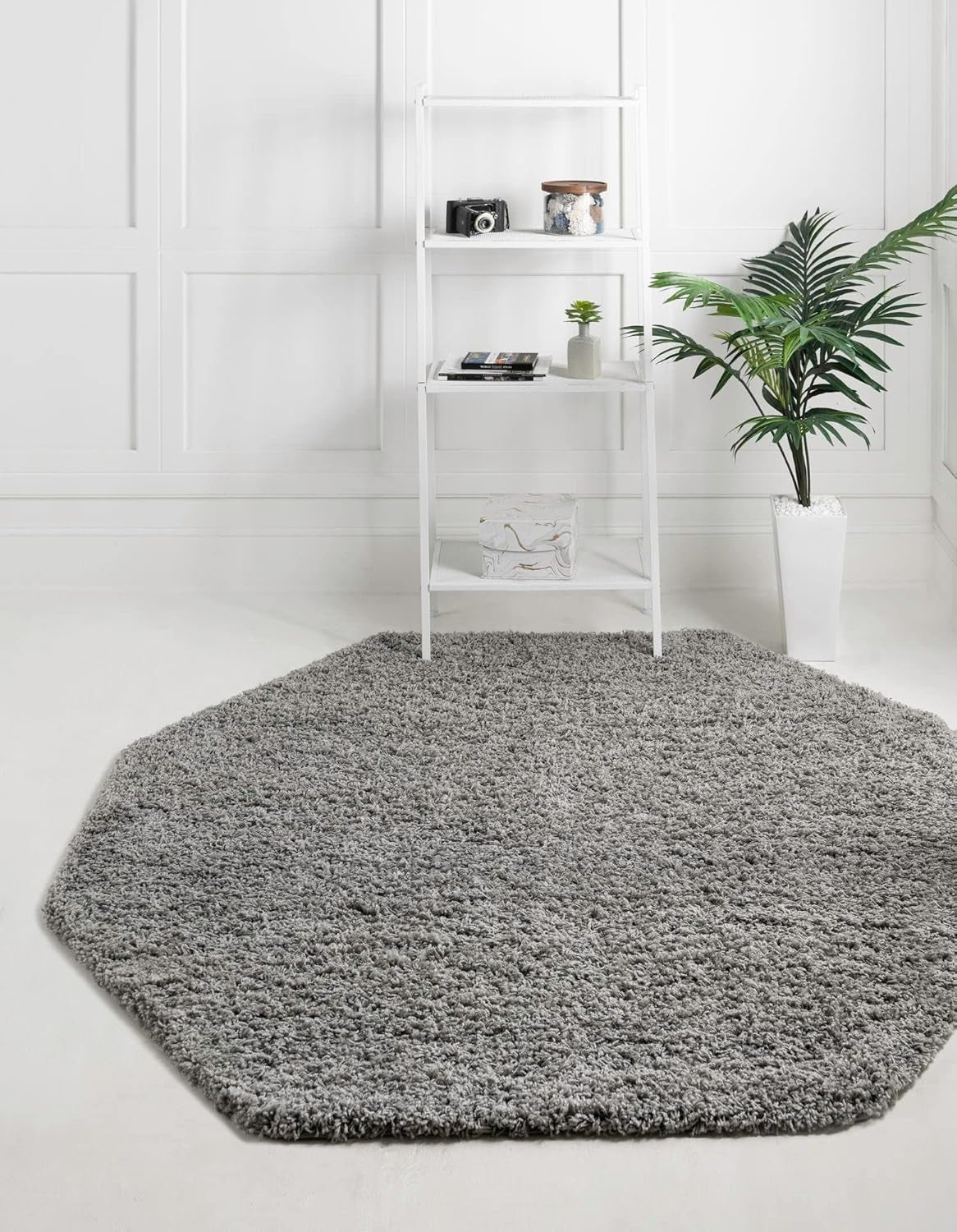 Unique Loom Solid Shag Collection Area Rug (8' X 11' Rectangle Cloud Gray)