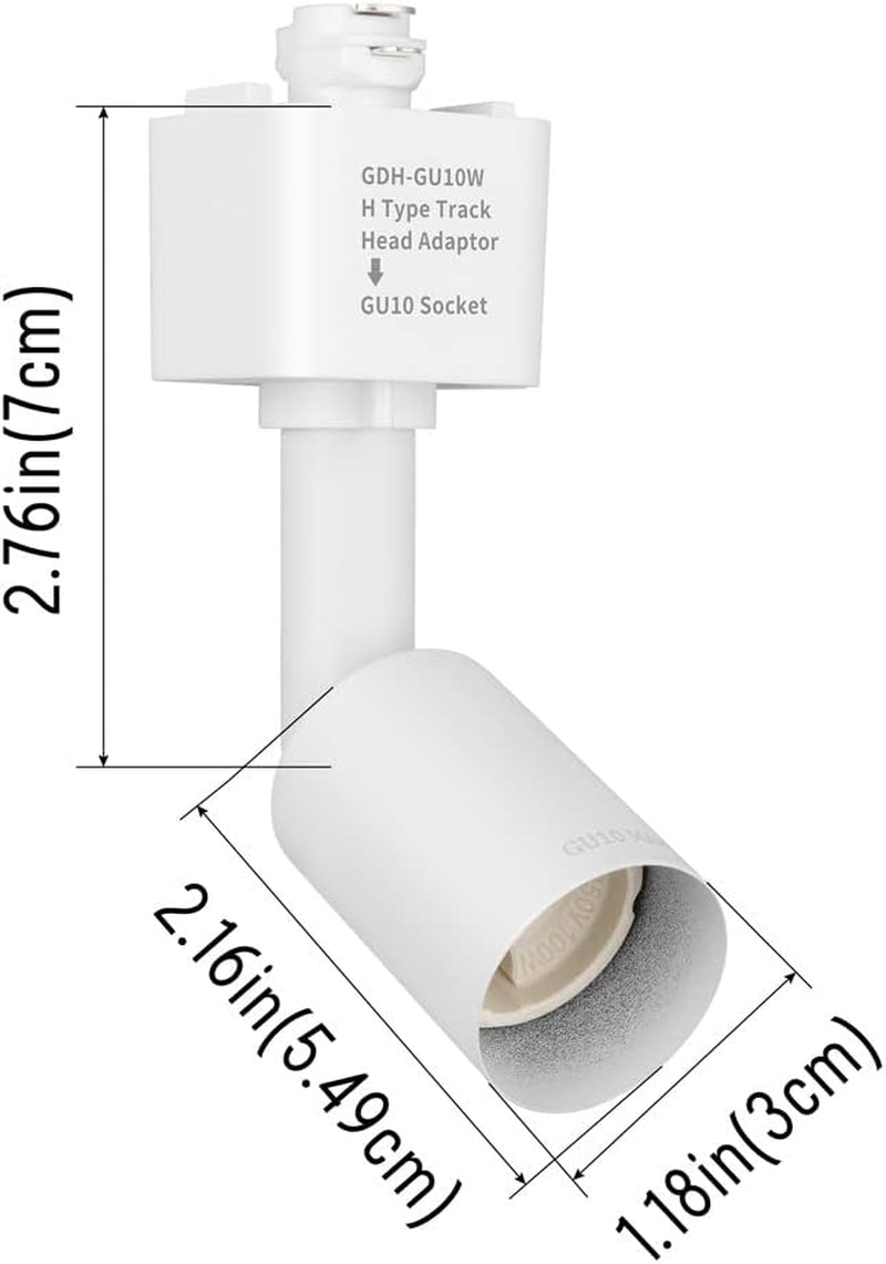 Mirrea H Type Track Lighting Head to GU10 Base Adapter Light Direction Adjustable Pack of 3 (White)
