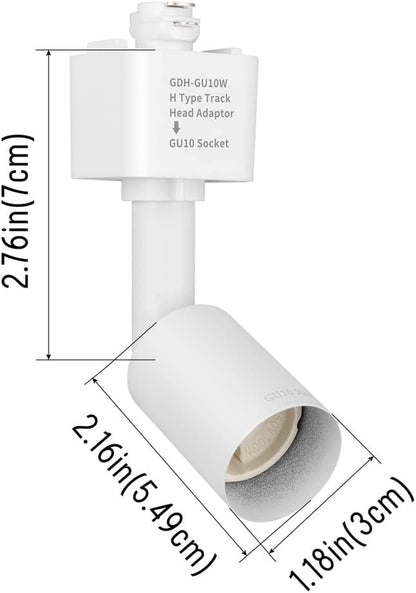 Mirrea H Type Track Lighting Head to GU10 Base Adapter Light Direction Adjustable Pack of 3 (White)