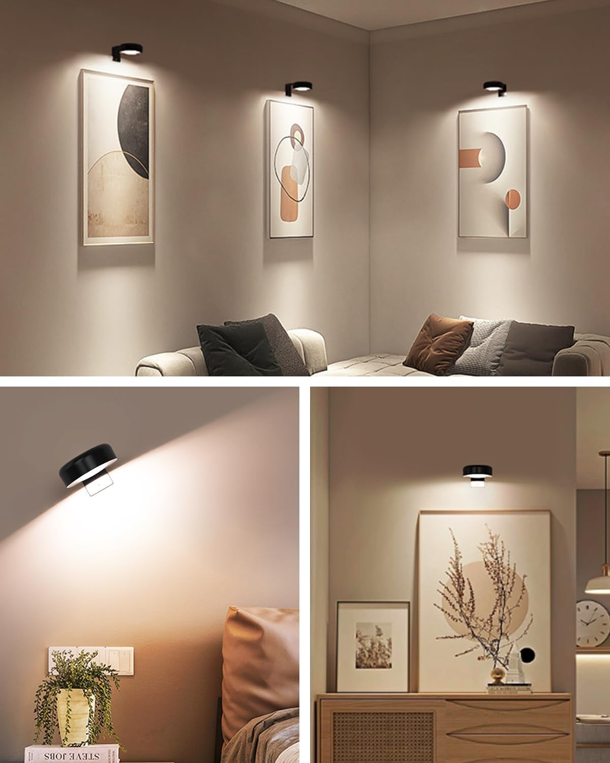 Picture Lights for Wall, Wireless Wall Decor Lights for Picture Artworking Frame Portrait,Battery Operated Magnetic Led Painting Light with Remote Dimmable Timer,Wall Art Display Light for Paintings