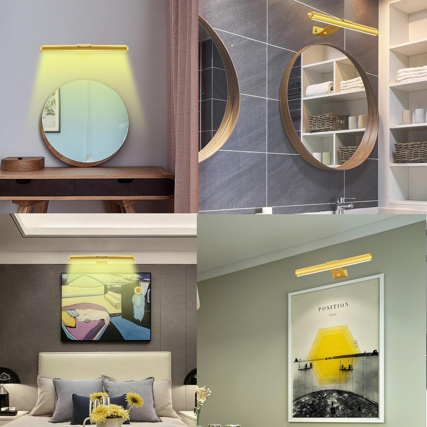 MIOBLUE Wireless Picture Lights with Remote, Full Metal Rechargeable Painting Light Display LED Battery Lamp with 3 Lighting Modes, Dimmable Dartboard Light with Timer for Frame Portrait Art,13Inch
