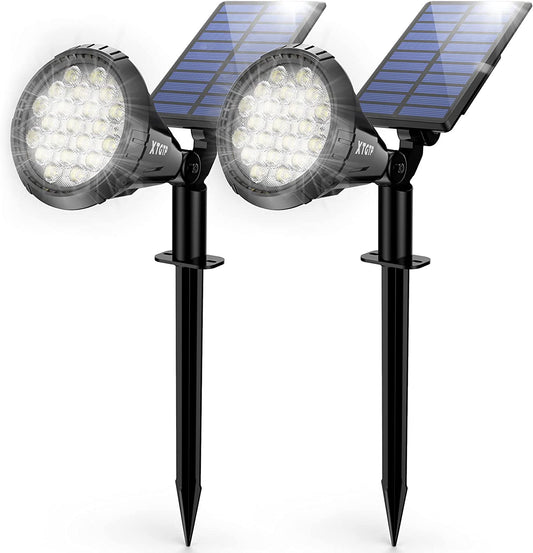Solar Spot Lights Outdoor, 21 Leds Solar Outdoor Lights Auto On/Off with 3 Modes, IP67 Waterproof Solar Yard Spotlight Landscape Lighting Garden Wall Lights, 2-In-1 Solar Powered Lights, 2Pack
