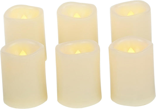 Flameless LED Battery Operated Votive Candles with Timer Flickering Plastic Votives Night Lights for Home Garden Wedding Party Christmas Halloween Decorations Pumpkin Light, Batteries Included, 6 Pack