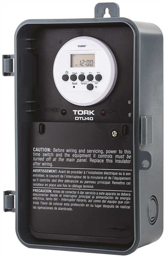Nsi Industries TORK DTU40 Indoor/Outdoor, 7-Day 40-Amp Universal Multi-Volt Digital Appliance Timer - 24-Hour Programming - Multiple On/Off Settings - 120-277-Volt - Compatible with Incandescent/Compact Fluorescent/Led - Automatic Voltage Detection