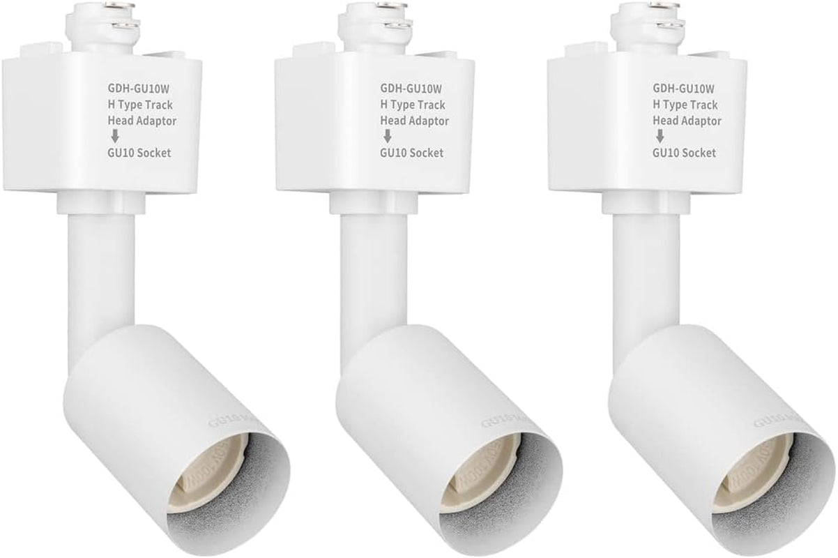 Mirrea H Type Track Lighting Head to GU10 Base Adapter Light Direction Adjustable Pack of 3 (White)