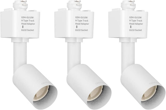 Mirrea H Type Track Lighting Head to GU10 Base Adapter Light Direction Adjustable Pack of 3 (White)