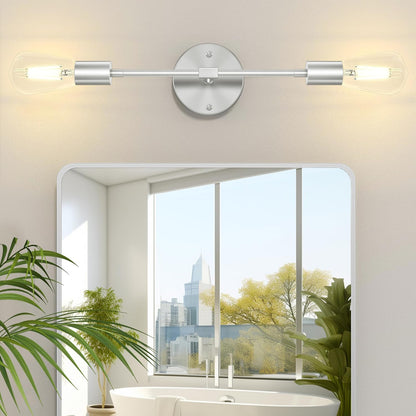 Fadimikoo 2-Light Brushed Nickel Vanity Lights for Bathroom, Silver Bathroom Lighting Fixtures over Mirror, Modern Indoor Wall Sconce Lighting for Bedroom Living Room Kitchen (1 Pack)