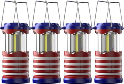 Lichamp 4 Pack LED Camping Lanterns, Battery Powered Camping Lights COB Super Bright Collapsible Flashlight Portable Emergency Supplies Kit, I4AF