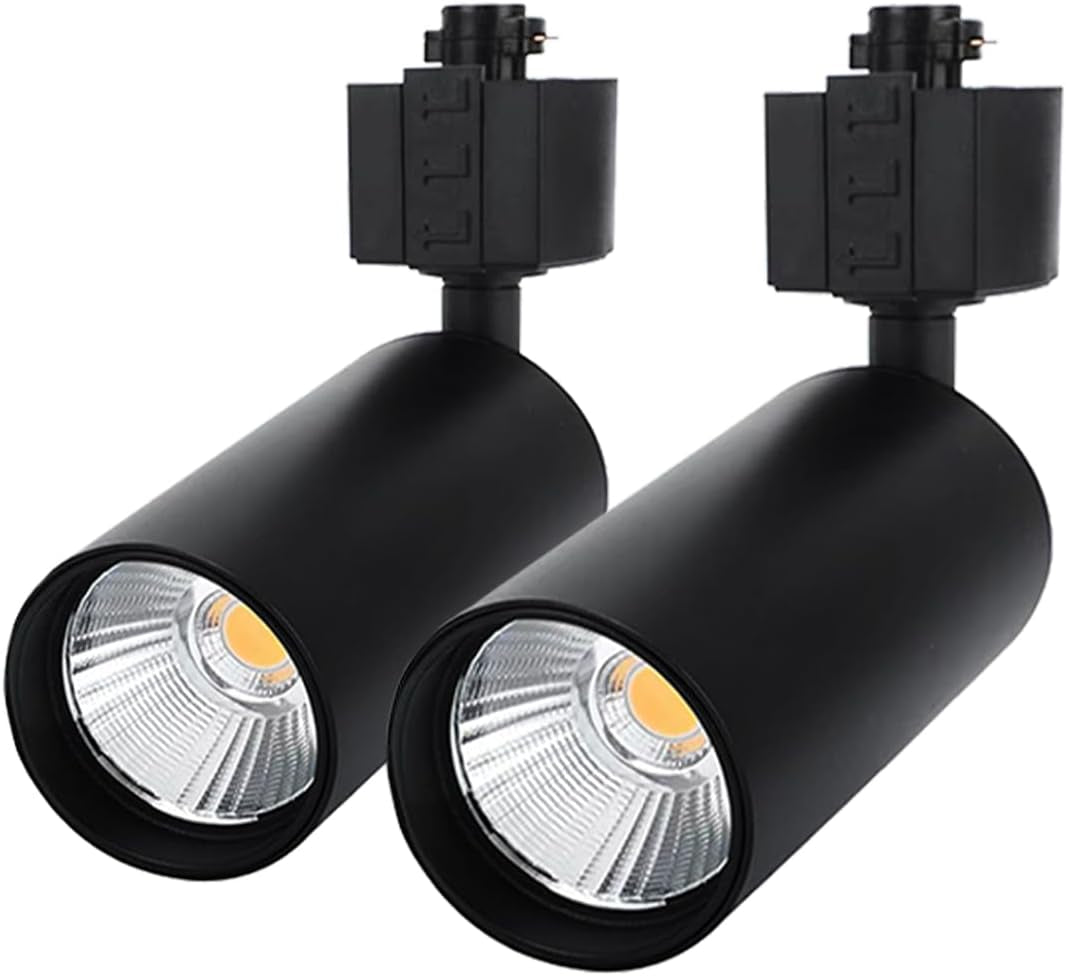 LED Track Lighting Heads 2 Pack 800Lm H Type 7W Dimmable Track Lights Replacement Fixtures Bright 3000K Warm White Ceiling Spotlight for Accent Art Task, Flicker Free CRI90+ 24° Black Track Lighting