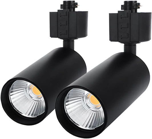 LED Track Lighting Heads 2 Pack 800Lm H Type 7W Dimmable Track Lights Replacement Fixtures Bright 3000K Warm White Ceiling Spotlight for Accent Art Task, Flicker Free CRI90+ 24° Black Track Lighting