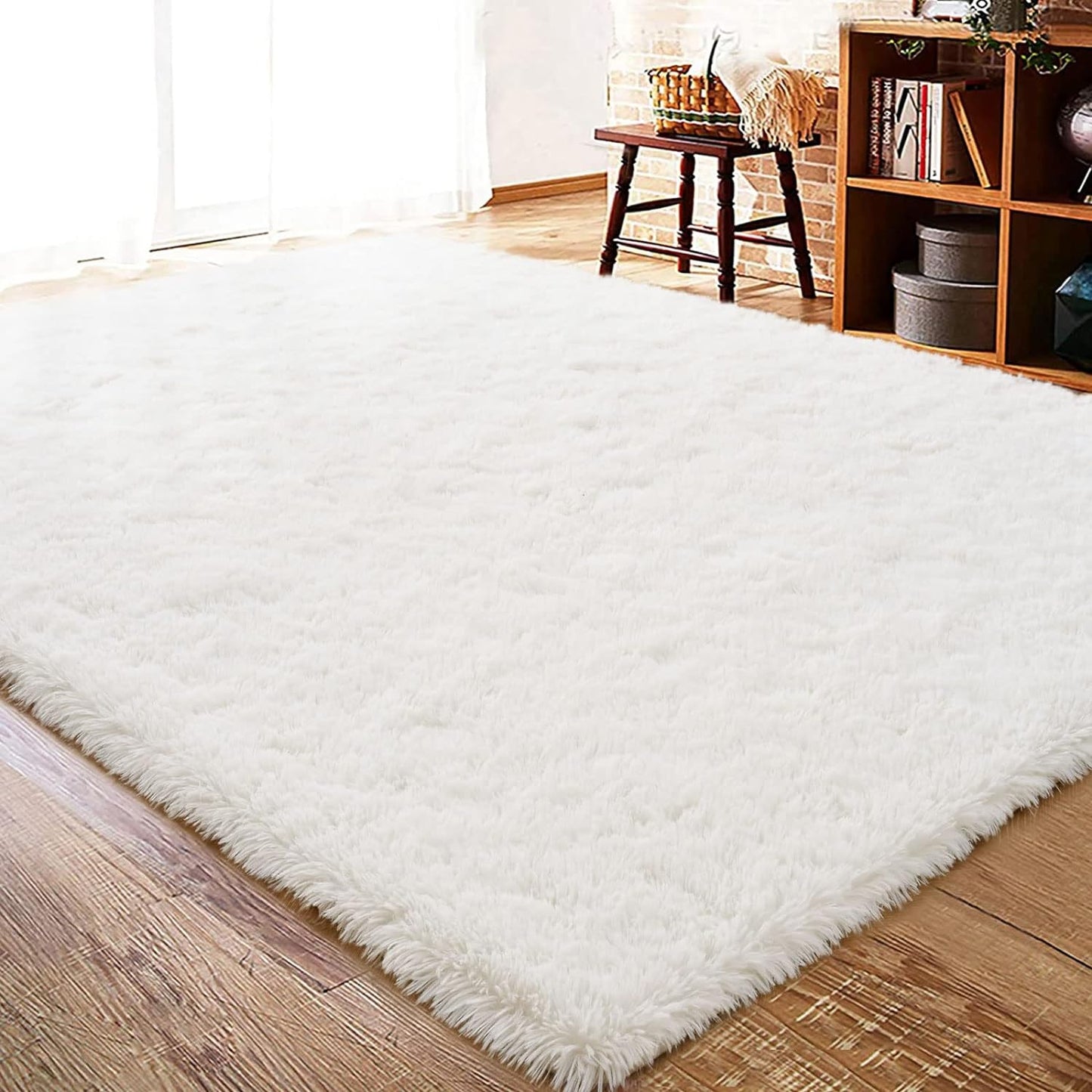 ISEAU Black Rug Super Soft Shaggy 4X6 Feet Rugs for Bedroom, Fluffy Area Rug for Living Room Floor Rug, Fuzzy and Comfy Carpet Nursery Shag Rug for Kids Boys Room Decor
