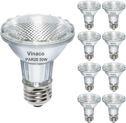 Vinaco PAR20 Halogen Light Bulbs, 6PCS 39W PAR20 Halogen Dimmable, 3000K Warm White, High Brightness PAR20 Flood 39W 120V 480 Lumens Equivalent PAR20 50W 120V, PAR20 E26 Medium Base for Track Lights