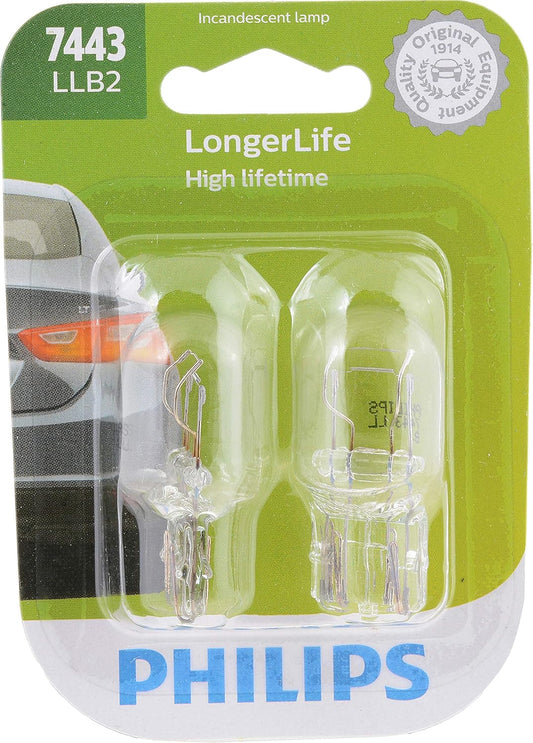 Philips Automotive Lighting 7443 Longerlife Miniature Bulb, 2 Pack, 7443LLB2