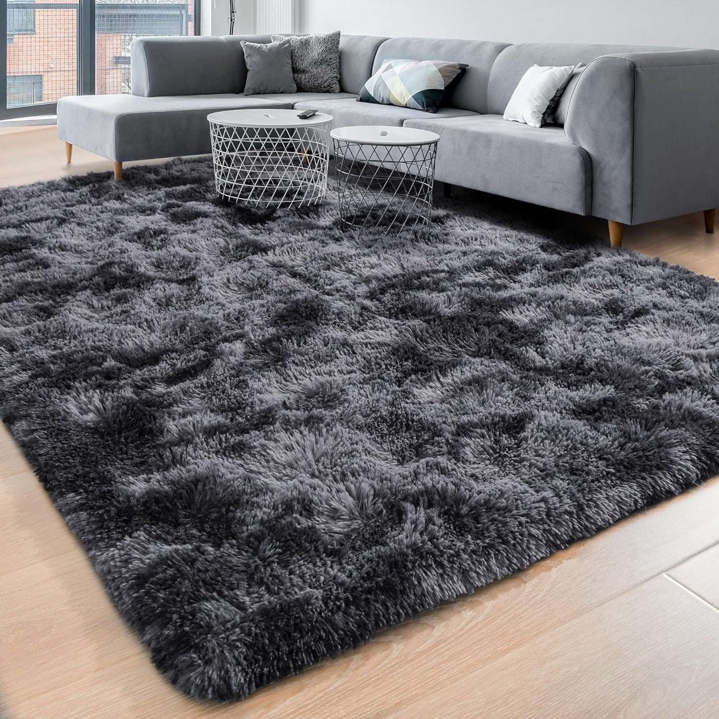 ISEAU Black Rug Super Soft Shaggy 4X6 Feet Rugs for Bedroom, Fluffy Area Rug for Living Room Floor Rug, Fuzzy and Comfy Carpet Nursery Shag Rug for Kids Boys Room Decor