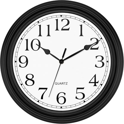 Foxtop Retro Silent Non-Ticking round Classic Clock Quartz Decorative Battery Operated Wall Clock for Living Room Kitchen Home Office 12 Inch (Bronze)
