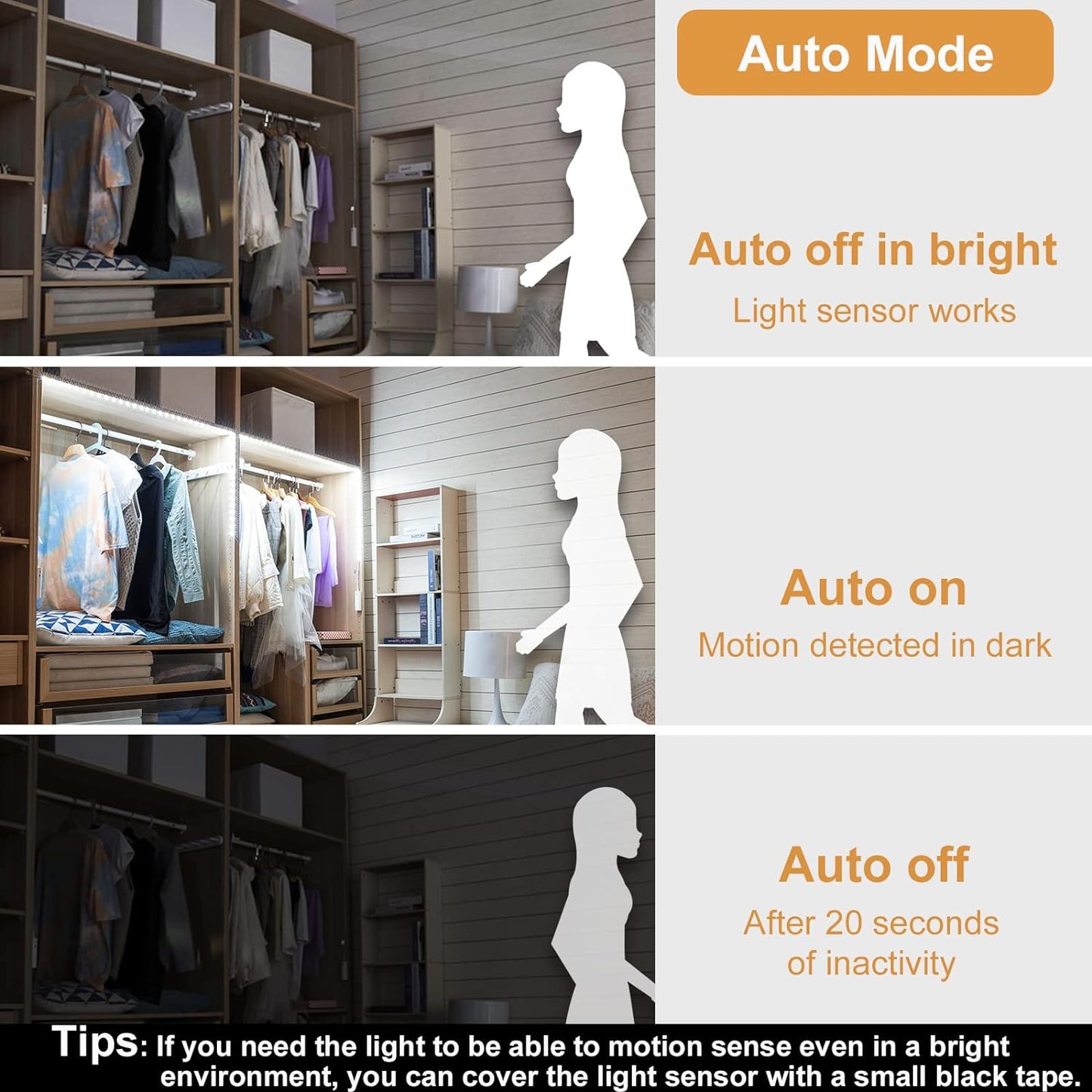 WOBANE Motion Sensor Stair Strip Lights,Rechargeable Motion Activated Closet Light,Battery Powered LED Strip,60 Leds Homelife Bar for Bed,Pantry,Counter,Night Light,Cabinet,6000K White,6.56Ft,2Pcs