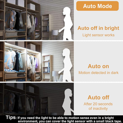 WOBANE Motion Sensor Stair Strip Lights,Rechargeable Motion Activated Closet Light,Battery Powered LED Strip,60 Leds Homelife Bar for Bed,Pantry,Counter,Night Light,Cabinet,6000K White,6.56Ft,2Pcs