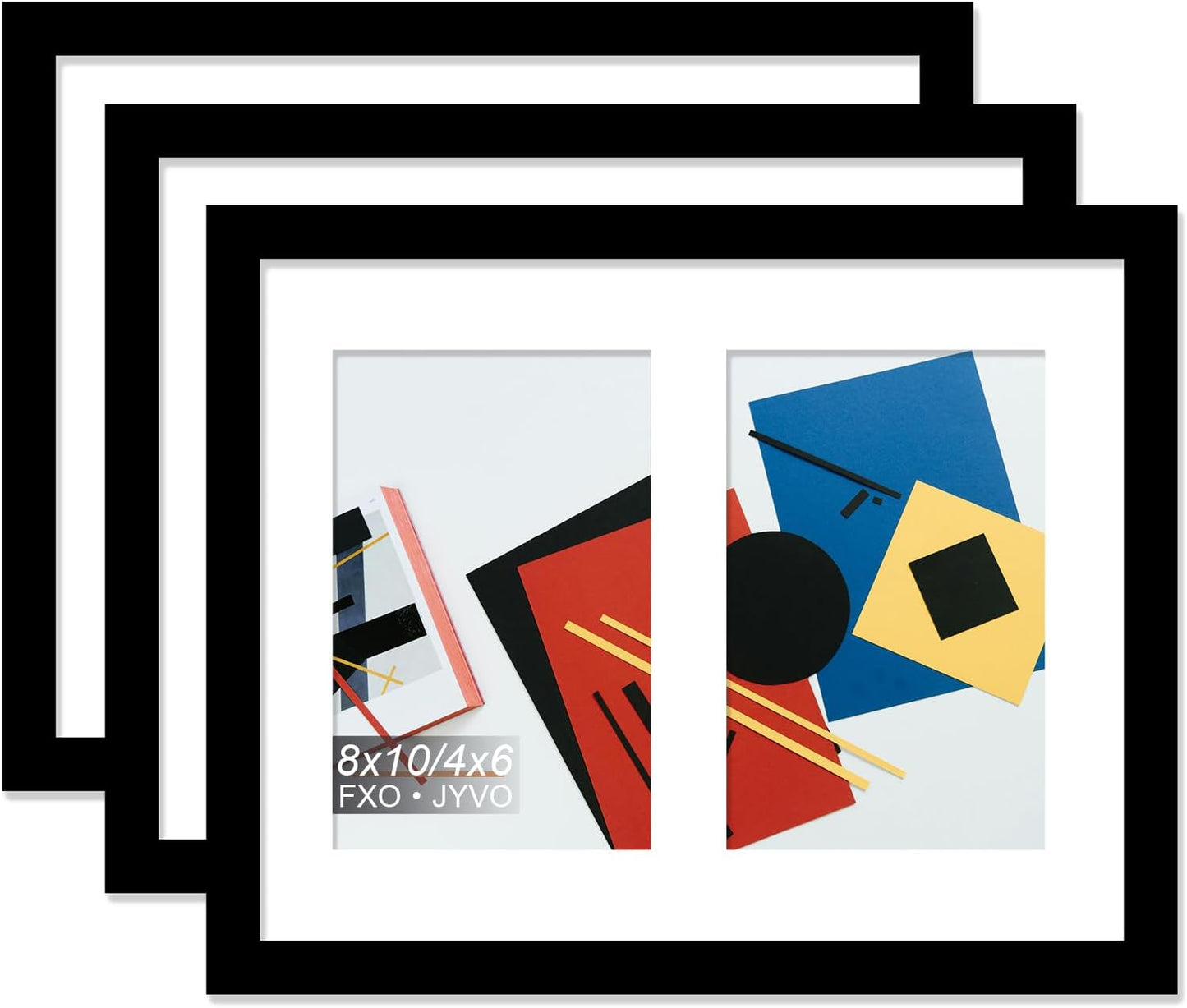 4X6 Picture Frame Collage, Display 6 4X6 Picture Collage or 13X13 Photo Only without Mat, Light Weight and High Transparent Frame for Wall - 1 Pack/Black/6-Openings
