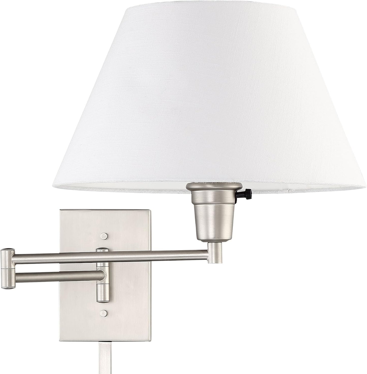 Kira Home Cambridge 15" Swing Arm Wall Lamp - Plug In/Wall Mount + Golden Bronze Fabric Shade, 150W 3-Way, Black Finish, 2-Pack