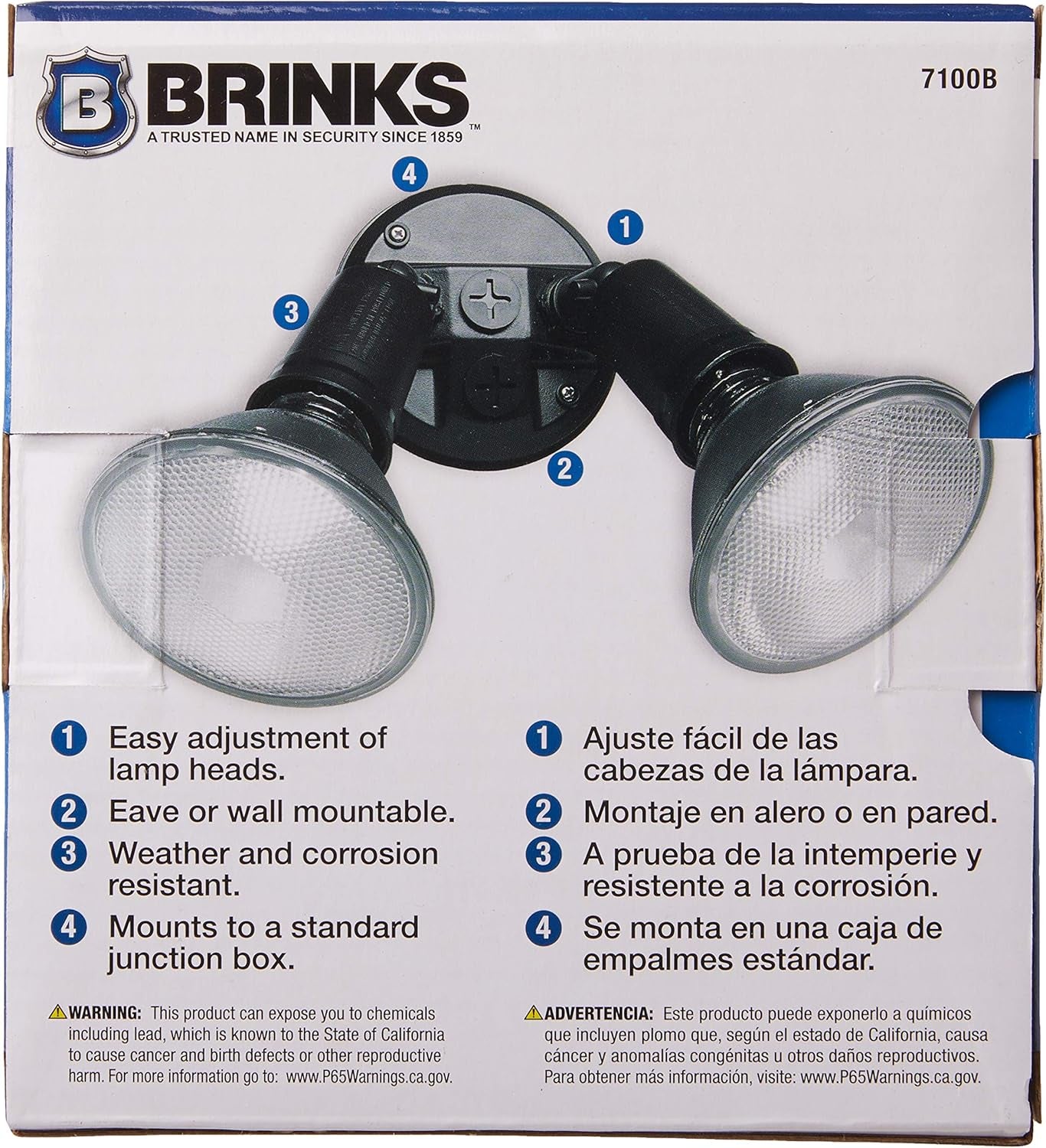 Brinks 7100B Two Head Flood Security Light, Bronze