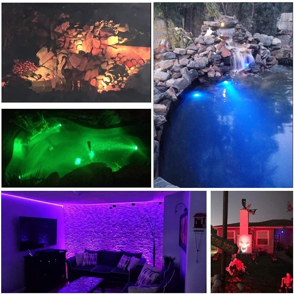 Pond Lights, IP68 Waterproof RGB Pond Lights LED Dimmable Underwater Landscape Lawn Light, 6 Pack