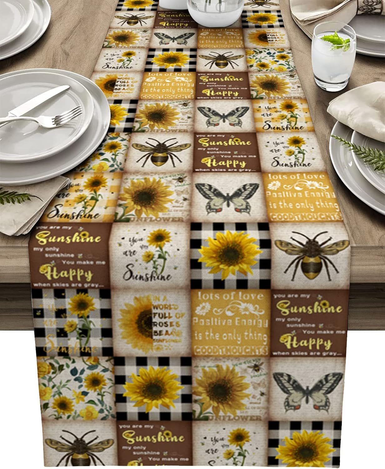Sunflower Placemats, Red Truck Placemats for Dining Table, Farmhouse Decor Floral Placemats Set of 6, Heat-Resistant Washable Place Mats, Kitchen Table Mats for Party Sunflower Kitchen Decor Placemats