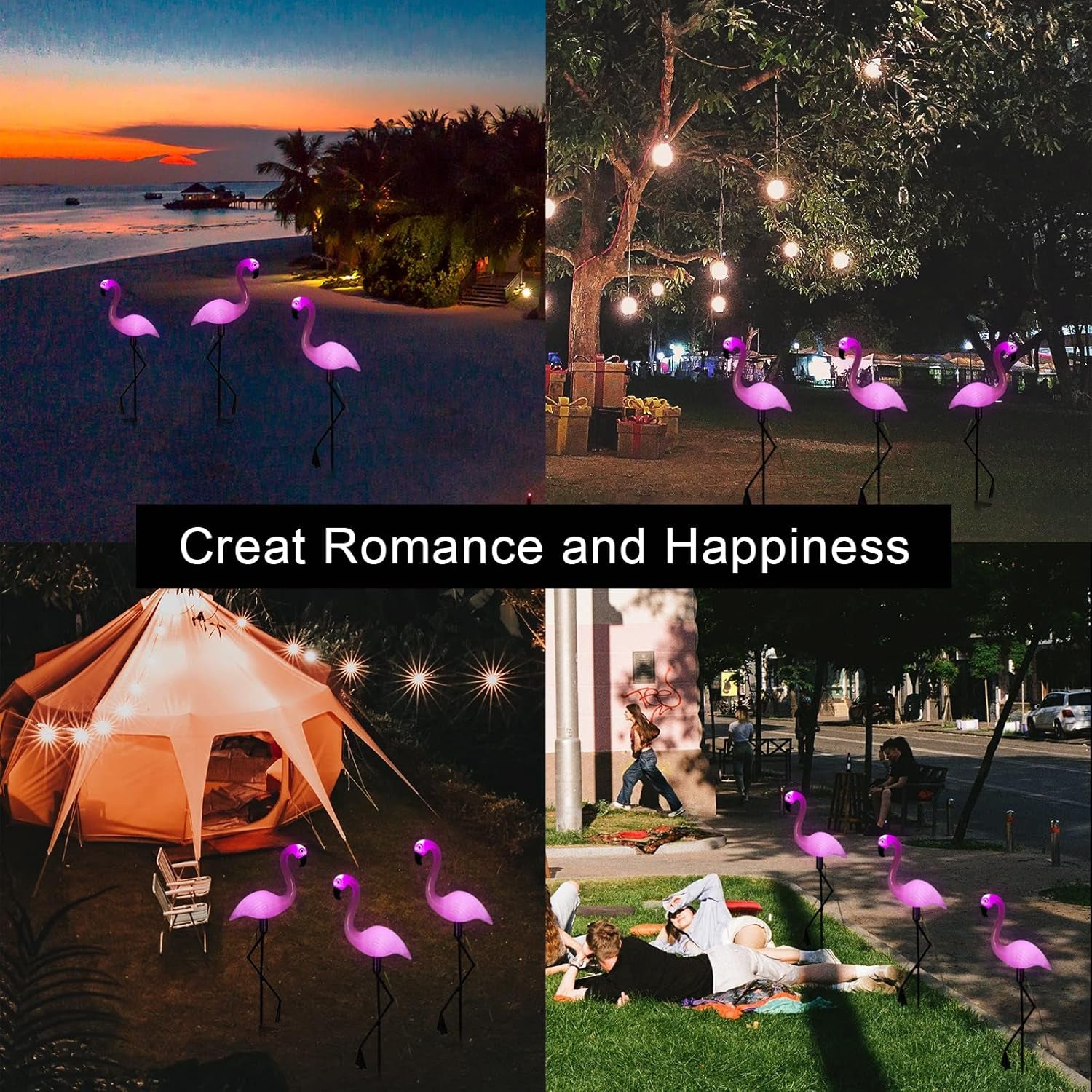 Solar Flamingo Light 3 Pcs, Waterproof Solar Garden Lights Outdoor Decor, Pink Flamingo Garden Decor, Birthday Christmas New Home Gift, for Yard Lawn Walkway Pathway
