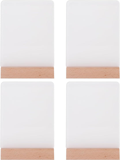 PYD Life 4 Pack Sublimation LED Acrylic Photo Frames Night Lights Blanks 6" X 8" with Warm Color Light,With Wood Stand for Heat Press Machine Printing