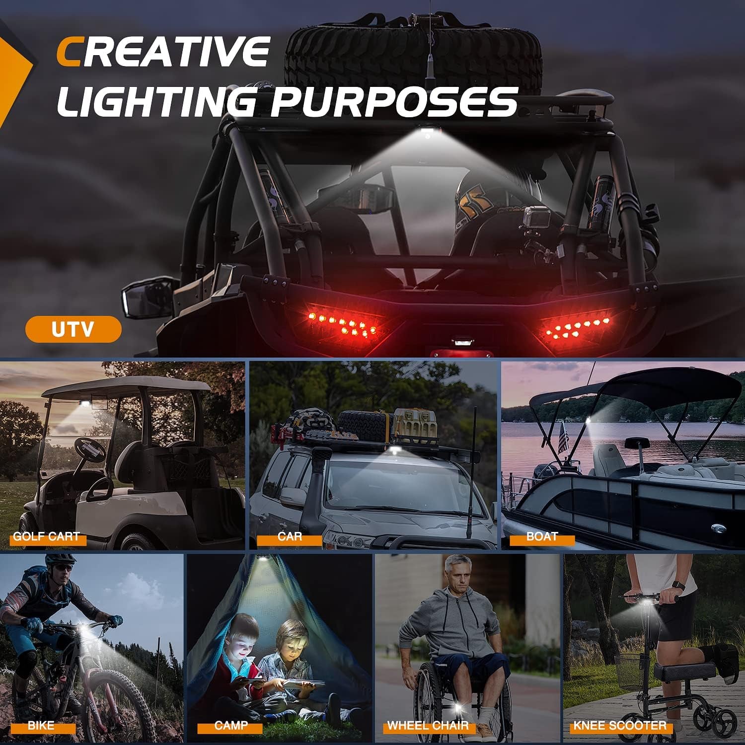 Nilight UTV Dome Light Universal 1.5”-2.0” Roll Bar Mount LED Interior Light Spot Flood Combo Beam LED Light for UTV ATV Can-Am Polaris RZR Dune Buggy Golf Cart Off-Road Vehicle Boat
