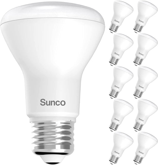 Sunco 10 Pack BR20 LED Light Bulbs, Indoor Flood Light R20, Dimmable, 550 LM, CRI93 3000K Warm White, 50W Equivalent to 7W, E26 Base, Recessed Can Lights for Home Living Area Ceiling Lights - UL