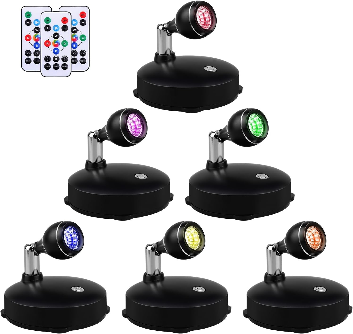 LEASTYLE Spotlight Indoor Battery Operated Led Spot Light Stick up Lights with Remote, Mini Spotlight Dimmable Accent Lights for Lighting up Paintings Pictures(6 Pack)