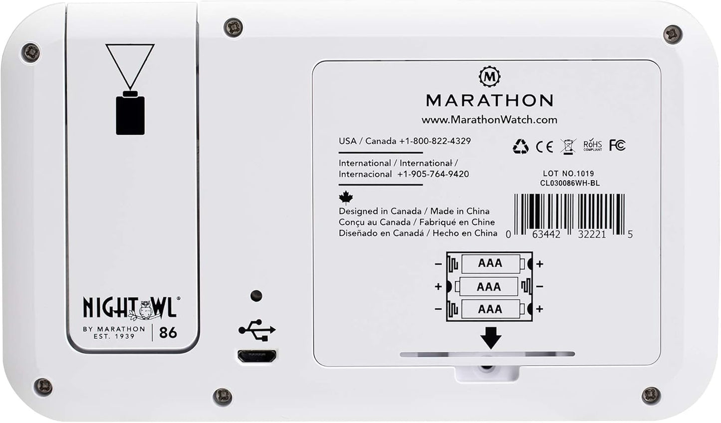 MARATHON Projection Clock with Large Display and Backlight