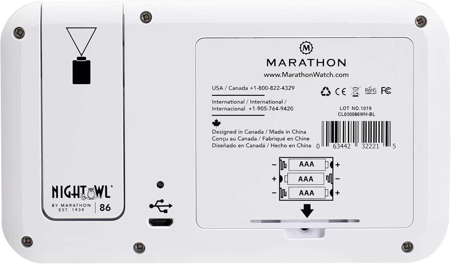 MARATHON Projection Clock with Large Display and Backlight