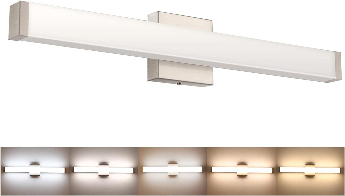 Bathroom Vanity Light Brushed Nickel Square LED 24 Inch 14W 4000K Natural White Light Wall Bar Lighting Fixtures over Mirror (Matte Black, 24In)