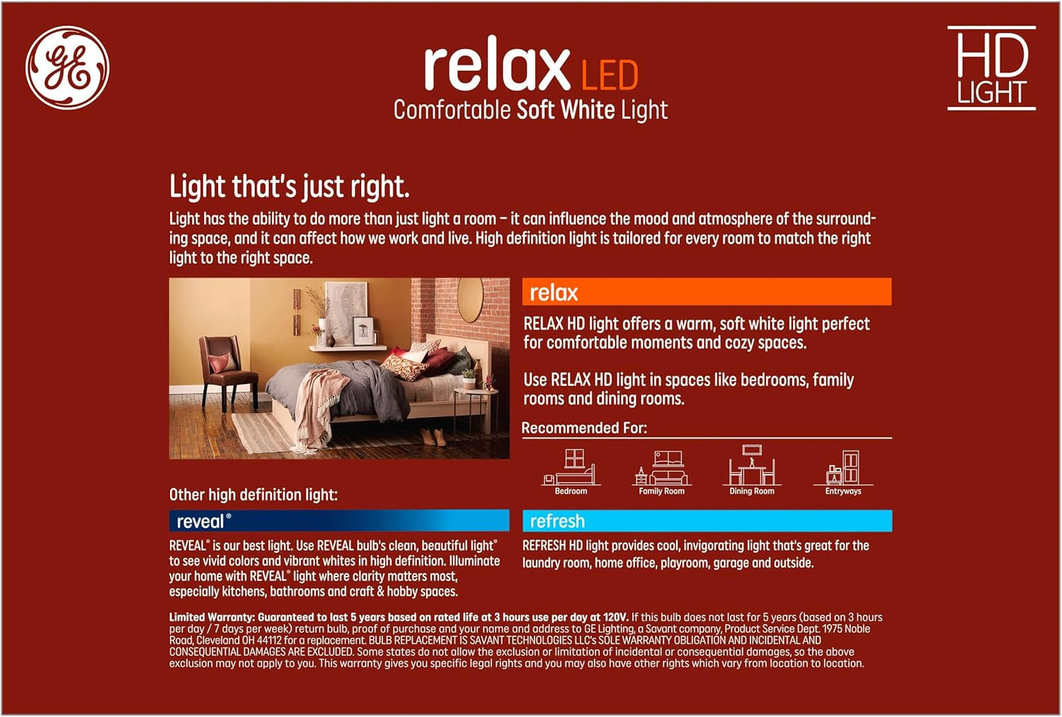 GE Relax 8-Pack 60 W Equivalent Dimmable Soft White A19 LED Light Fixture Light Bulbs