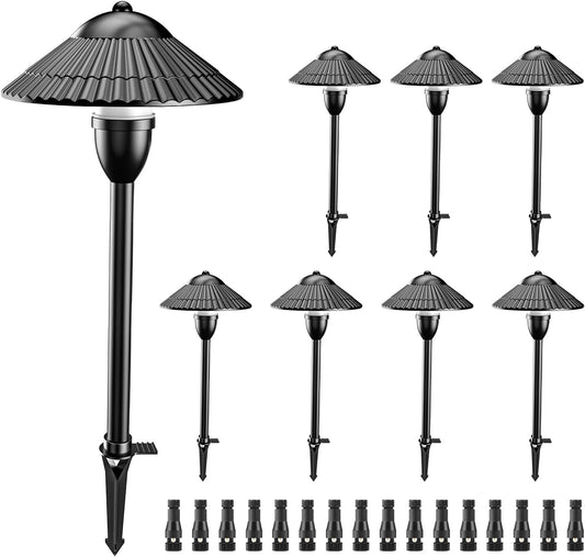 ZUCKEO 5W Low Voltage Landscape Pathway Lights, 12-24V Aluminum Outdoor LED Landscape Lighting, 3000K Waterproof Wired Path Light for Yard Garden Patio, 8Pack Connectors