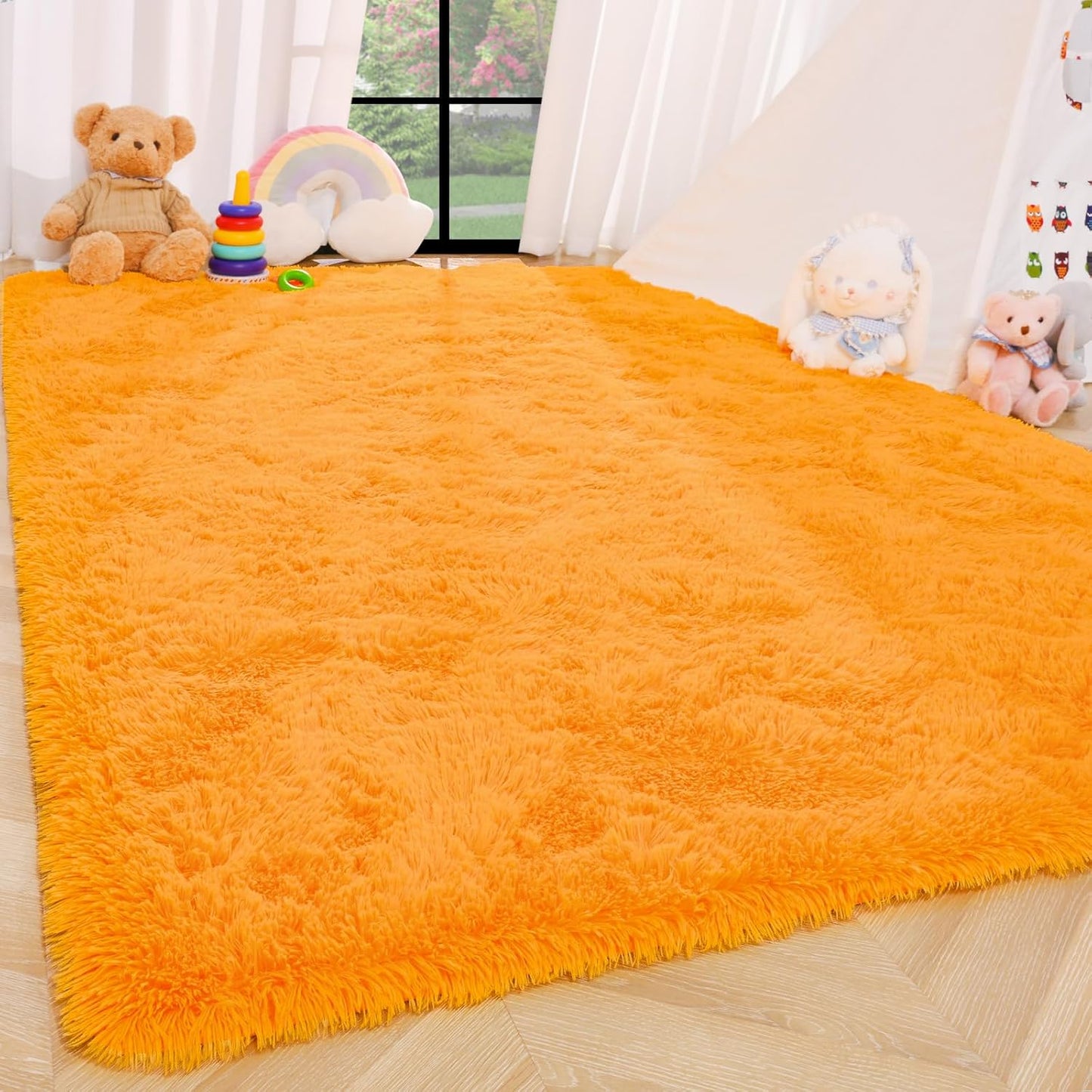 ISEAU Black Rug Super Soft Shaggy 4X6 Feet Rugs for Bedroom, Fluffy Area Rug for Living Room Floor Rug, Fuzzy and Comfy Carpet Nursery Shag Rug for Kids Boys Room Decor