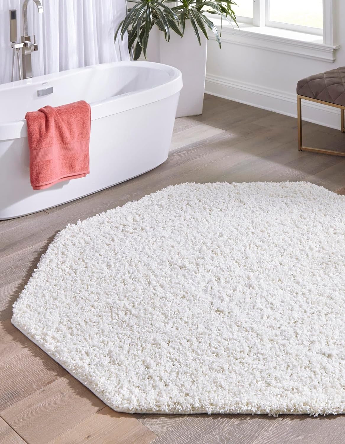 Unique Loom Solid Shag Collection Area Rug (8' X 11' Rectangle Cloud Gray)