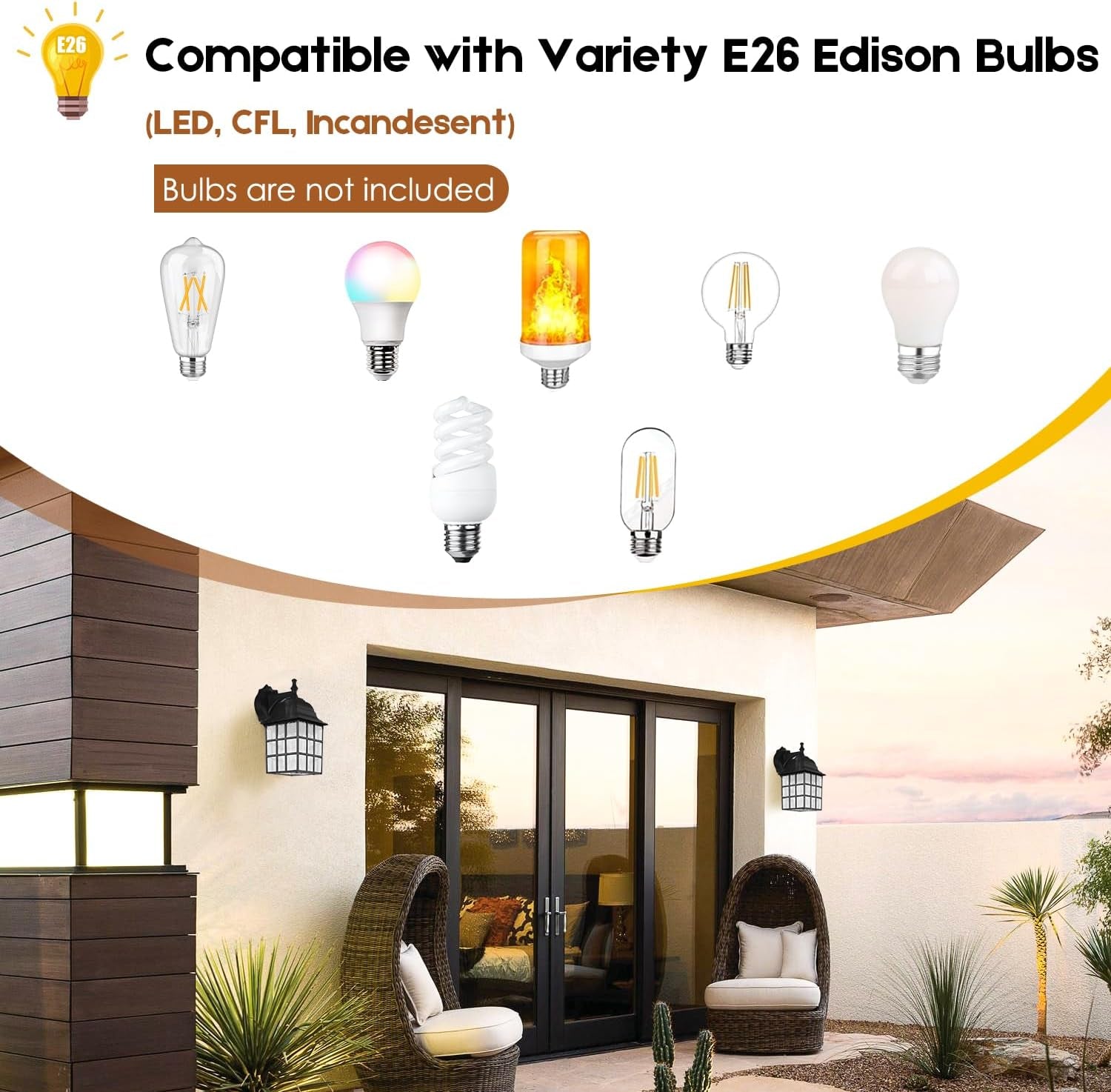 Brightever 2-Pack Dusk to Dawn Outdoor Wall Lantern, Exterior Light Fixtures Wall Mount with Photocell Sensor, Black Wall Light Waterproof, Waterfall Glass outside Wall Sconce for Porch House Garage