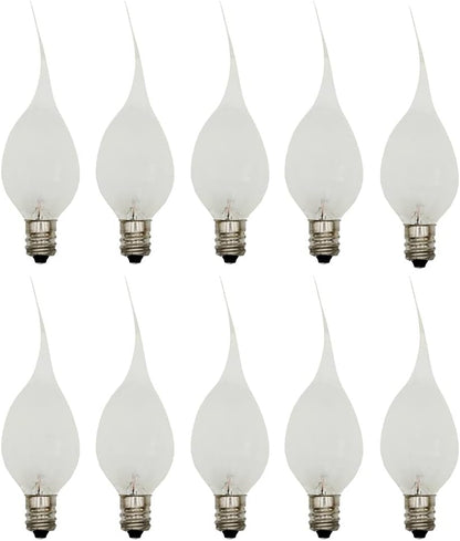 Creative Hobbies® Silicone Dipped, Country Style, Electric Candle Lamp Chandelier Light Bulbs, 7 Watt Incandescent, Individually Boxed, Wholesale Pack of 10 Bulbs
