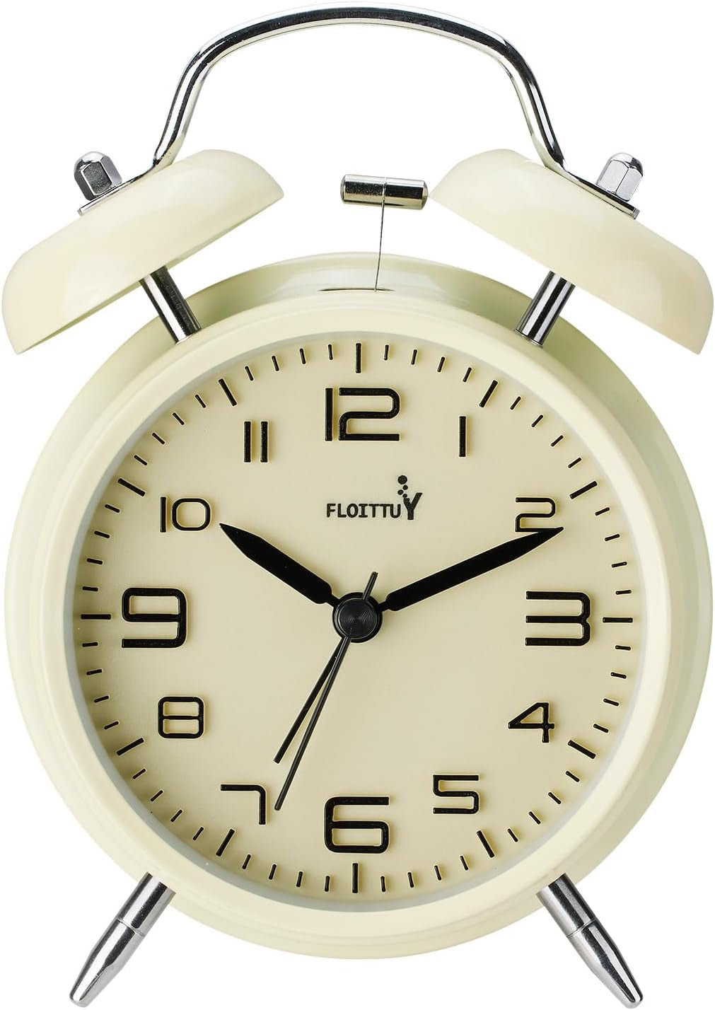 {Loud Alarm for Deep Sleepers) 4'' Twin Bell Alarm Clock with Backlight for Bedroom and Home Decoration(Green)