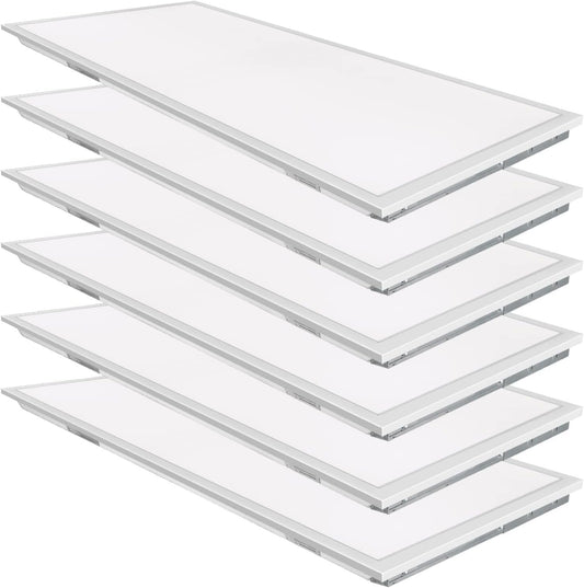 WEIZE (6 Pack 2X4 FT LED Flat Panel Troffer Light, 30/40/50W 3-Wattage Selectable, 5000K Recessed Back-Lit Drop Ceiling Light, 0-10V Dimmable Lay in Fixture for Office