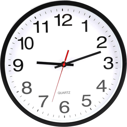 Wall Clock, Modern 10Inch Non Ticking Small Analog Clock,Small Clocks Battery Operated, Silent Modern Clock,For Living Room Decor Office, Home,Black,1Pack