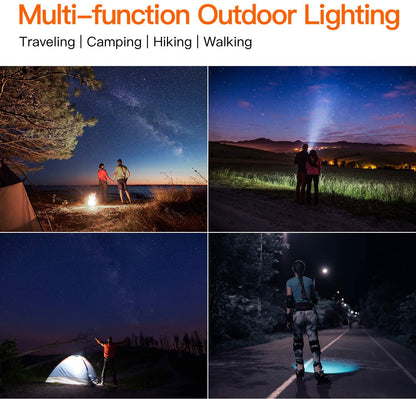 BUYSIGHT Rechargeable Spotlight,Spot Lights Hand Held Large Flashlight 1000,000 Lumens Handheld Spotlight Lightweight and Super Bright Flashlight (Aluminium_Alloy Black)