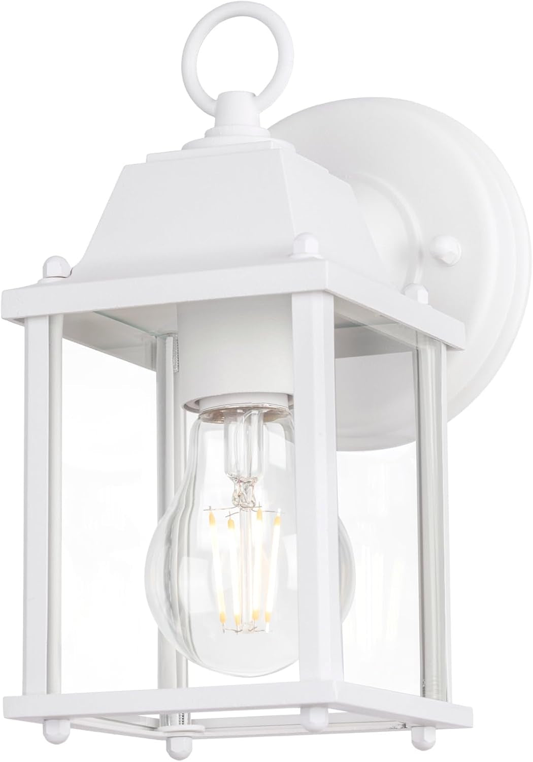 Lit-Path Outdoor Wall Lantern, Wall Sconce as Porch Lighting Fixture, E26 Base, Aluminum Housing plus Glass, Water-Proof and Outdoor Rated, ETL Qualified, 1-Pack, Black